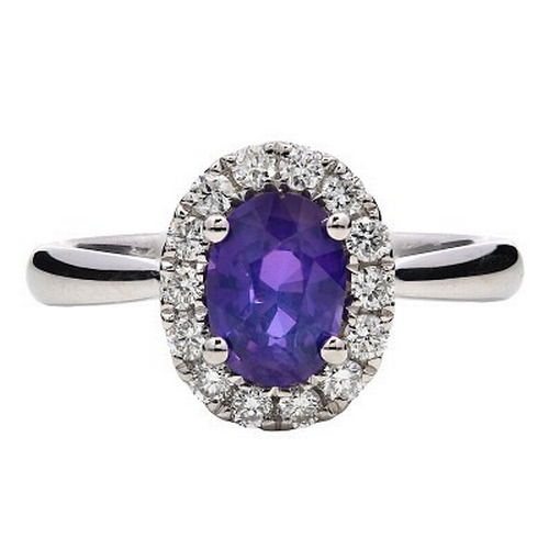 1889 - A Platinum, Purple Sapphire and Diamond Ring. Purple sapphire- 1.06ct. Diamond - 0.26ctw. Size M. 4.... 