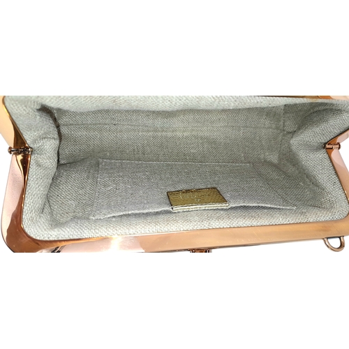 37 - A Gucci Gold Lizard-Effect Clutch with Jewelled Snake Handle. Gold metallic lizard-embossed leather ... 