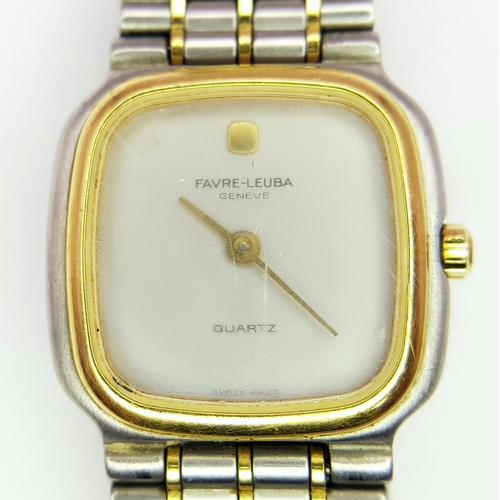 1061 - A FAVRE - LEUBA, VINTAGE, 2 TONE, BRACELET WATCH. IN FULL WORKING ORDER. NEW BATTERY FITTED RECENTLY... 