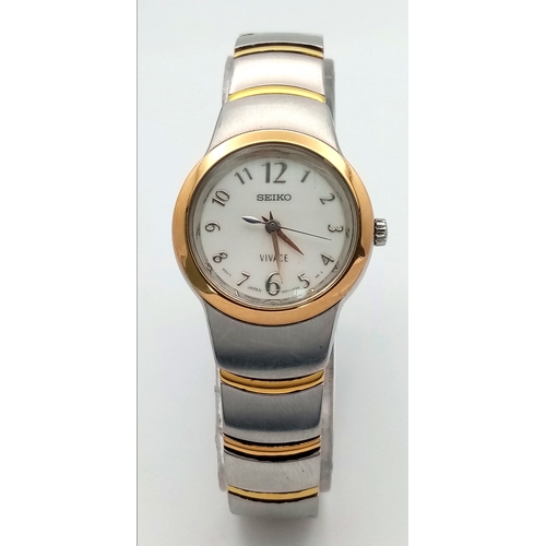 1108 - A SEIKO VIVACE, 2 TONE, WHITE DIAL BRACELET WATCH. IN FULL WORKING ORDER. NEW BATTERY FITTED RECENTL... 