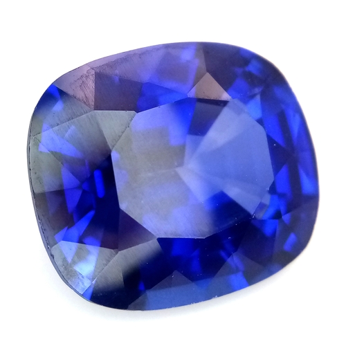 1072 - A 29.44 Ct Blue  Cushion cut Lab-Grown Sapphire. Come in a presentation case.