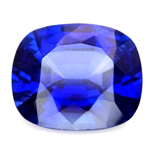1072 - A 29.44 Ct Blue  Cushion cut Lab-Grown Sapphire. Come in a presentation case.