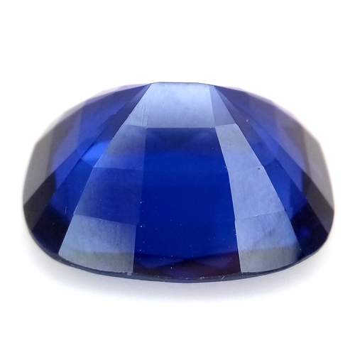 1072 - A 29.44 Ct Blue  Cushion cut Lab-Grown Sapphire. Come in a presentation case.