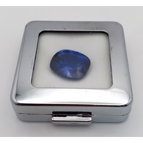 1072 - A 29.44 Ct Blue  Cushion cut Lab-Grown Sapphire. Come in a presentation case.