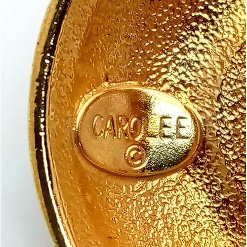 1079 - A vintage 1990s pair of designer Carolee black Faux Pearl, stone set and black enamelled circular  g... 