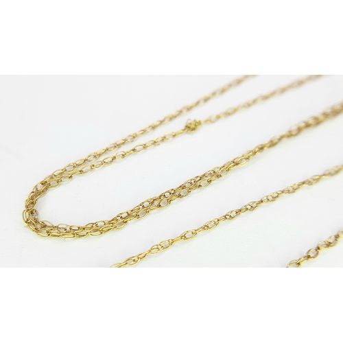 28 - Classic 9 CARAT GOLD FINE CHAIN NECKLACE. 0.45 Grams. 46 cm.