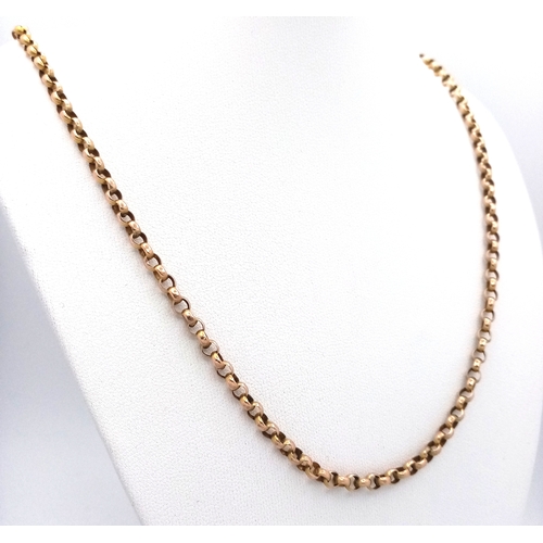 6 - A VINTAGE 9K ROSE GOLD BELCHER LINK NECKLACE CHAIN .     7.6gms       52cms