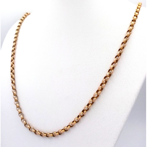 6 - A VINTAGE 9K ROSE GOLD BELCHER LINK NECKLACE CHAIN .     7.6gms       52cms