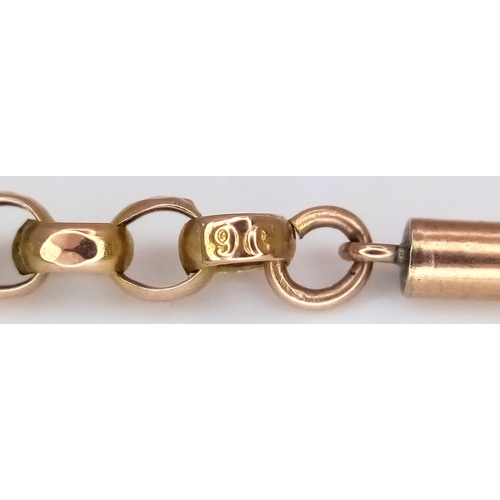 6 - A VINTAGE 9K ROSE GOLD BELCHER LINK NECKLACE CHAIN .     7.6gms       52cms
