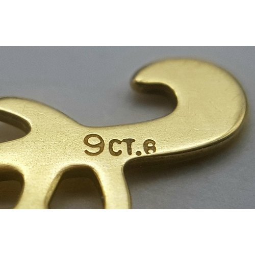 7 - Dainty 9 CARAT GOLD INITIAL  ‘A’   CHARM. 0.31 Grams. 1.5 cm.