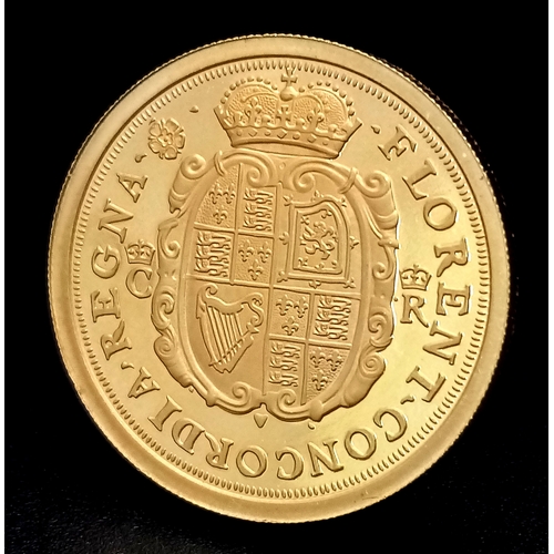 11 - 2025 KING CHARLES III ALDERNEY SHIELD BACK PROOF FULL SOVEREIGN COIN. 9883