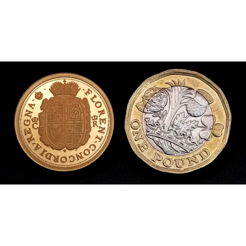 11 - 2025 KING CHARLES III ALDERNEY SHIELD BACK PROOF FULL SOVEREIGN COIN. 9883