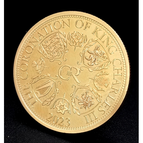 15 - 2023 KING CHARLES III SAMOAN $50 TALA PROOF CORONATION COIN. TOTAL WEIGHT 8.3G. C 1007