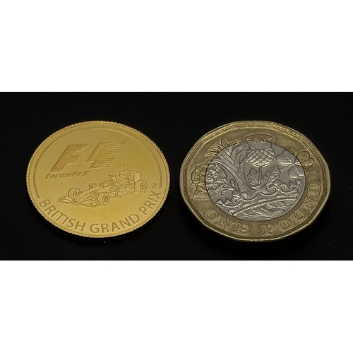 25 - 2016 QUEEN ELIZABETH II FORMULA 1 BRITISH GRAND PRIX REVERSE 25 DOLLAR FINE GOLD COIN. TOTAL WEIGHT ... 