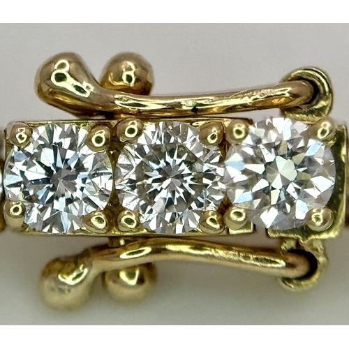 27 - A FABULOUS 10K YELLOW GOLD TENNIS NECKLACE WITH 11.17ctw OF TOP QUALITY LAB GROWN DIAMONDS. D - E IN... 