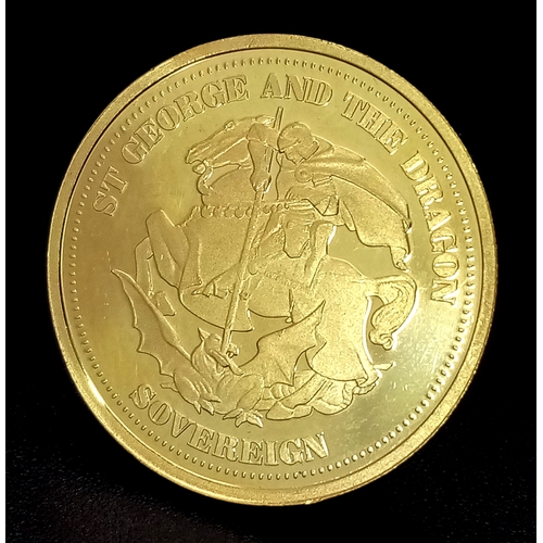 32 - 2015 QUEEN ELIZABETH II TRISTAN DE CUNHA ST GEORGE AND DRAGON REVERSE FULL SOVEREIGN COIN. 9905