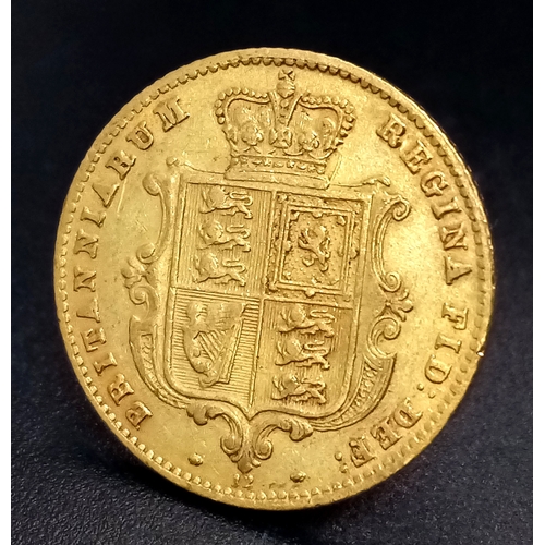 39 - 1869 QUEEN VICTORIA SHIELD BACK YOUNG HEAD HALF SOVEREIGN COIN. 9724 - 21