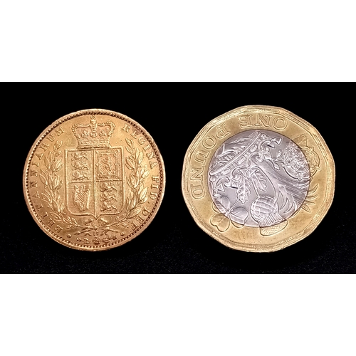 8 - 1863 QUEEN VICTORIA SHIELD BACK YOUNG HEAD DIE NUMBER 17 FULL SOVEREIGN COIN. C 1004