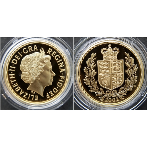 703 - A 2002 United Kingdom Gold Proof Four-Coin Sovereign Collection. This is the limited Shield Back ver... 