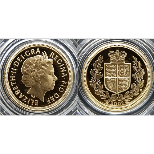 703 - A 2002 United Kingdom Gold Proof Four-Coin Sovereign Collection. This is the limited Shield Back ver... 