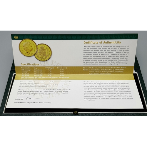 703 - A 2002 United Kingdom Gold Proof Four-Coin Sovereign Collection. This is the limited Shield Back ver... 