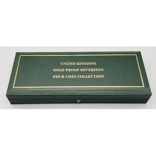 703 - A 2002 United Kingdom Gold Proof Four-Coin Sovereign Collection. This is the limited Shield Back ver... 