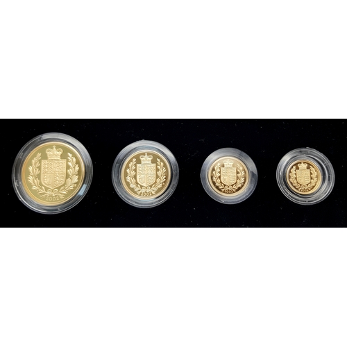 710 - A 2002 United Kingdom Gold Proof Four-Coin Sovereign Collection. The coins in the 2002 4-Coin Gold P... 