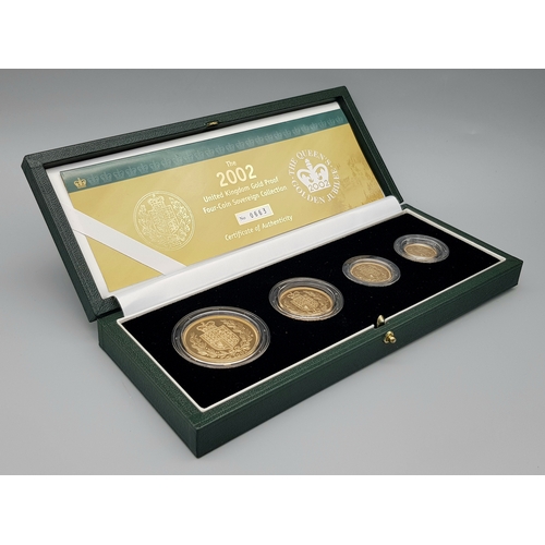 710 - A 2002 United Kingdom Gold Proof Four-Coin Sovereign Collection. The coins in the 2002 4-Coin Gold P... 