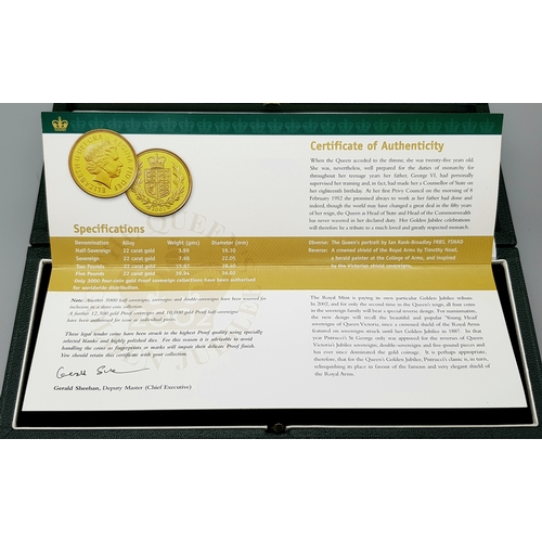 710 - A 2002 United Kingdom Gold Proof Four-Coin Sovereign Collection. The coins in the 2002 4-Coin Gold P... 