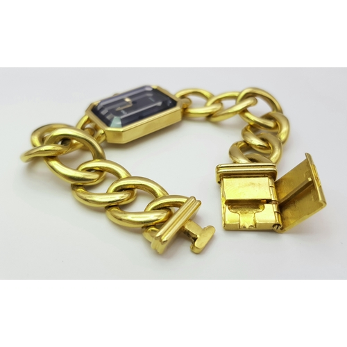 44 - A CHANEL 'PREMIERE' LADIES QUARTZ WATCH IN 18K GOLD WITH BLACK DIAL IN GOOD WORKING ORDER, TOTAL WEI... 
