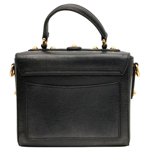 2 - A Dolce and Gabbana Dolce Fish Crystal Box Leather Bag. Textured black leather exterior with gold-to... 