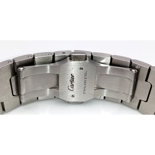 3 - A HEAD-TURNING CARTIER DIAMOND ENCRUSTED AUTOMATIC GENTS WATCH. STAINLESS STEEL BRACELET AND CASE - ... 