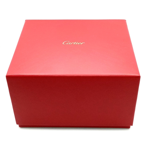 10 - A CARTIER SANTOS 100 DIAMOND AND RUBY LADIES WATCH. RED LEATHER BRACELET. STAINLESS STEEL CASE - 38 ... 