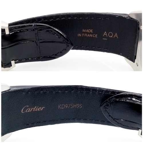 17 - A CARTIER SANTOS 100 WATCH IN STAINLESS STEEL WITH ADDITIONAL LATER CUSTOM DIAMOND DIAL, BEZEL, SHOU... 