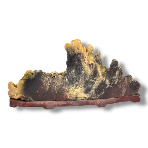 1064 - An Antique Chinese Shoushan Stone hand Carved Landscape Sculpture. Depicting a mountainous landscape... 