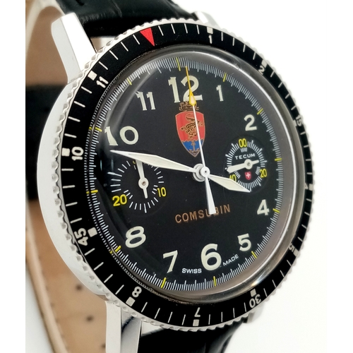 54 - A Tecum Chronograph Automatic Divers Watch. Comsubin for the Italian military elite divers unit. Bla... 