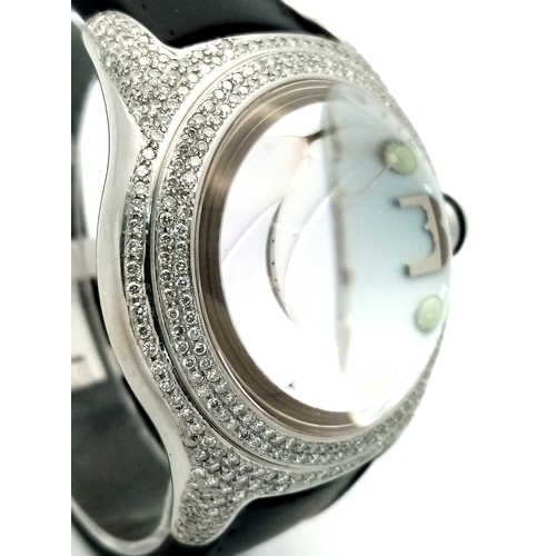 59 - A Corum Bubble, Diamond Gents Watch. Model 163.150.20. 
Black leather and rubber strap - With a Coru... 