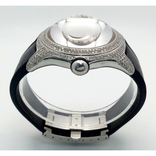 59 - A Corum Bubble, Diamond Gents Watch. Model 163.150.20. 
Black leather and rubber strap - With a Coru... 