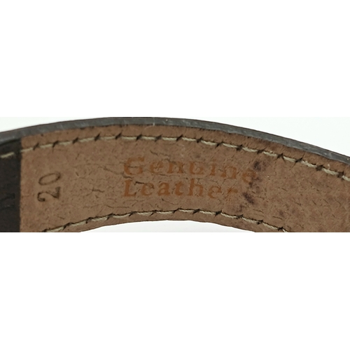 60 - A Vintage Helvetia Mechanical Gents Watch. Brown leather strap. Stainless steel case - 35mm. White d... 