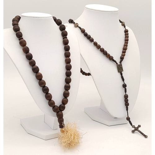 1069 - 2X vintage Rosary bead link pendant necklaces. Please see photos for details