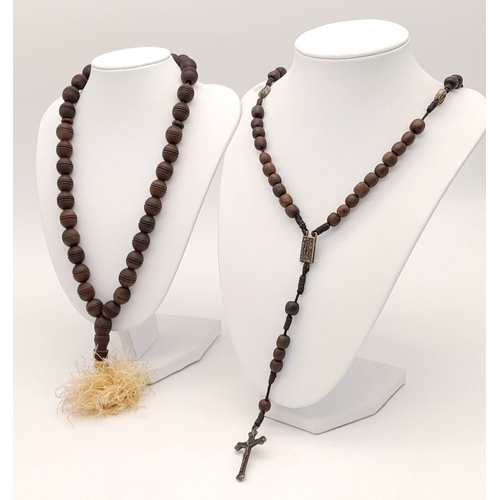 1069 - 2X vintage Rosary bead link pendant necklaces. Please see photos for details