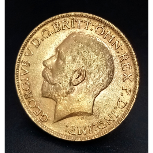 1077 - A George V 1912 Full Sovereign Coin. 22k Gold.
