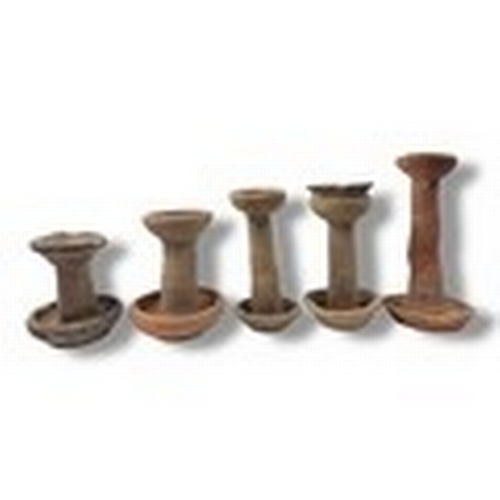 1071 - A Collection of five Ancient Champa Terracotta Oil Lamps, from the Ancient Champa Empire, Southeast ... 