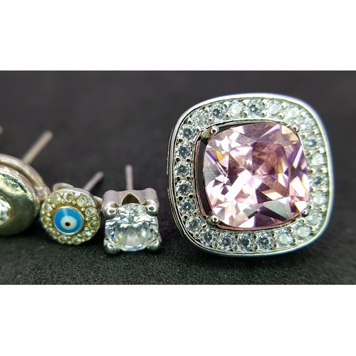 1089 - An assorted collection of 925 silver stone set fashion single earrings with various design. Total we... 