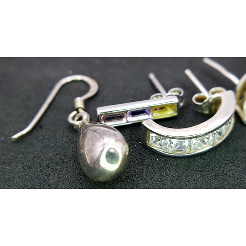 1089 - An assorted collection of 925 silver stone set fashion single earrings with various design. Total we... 