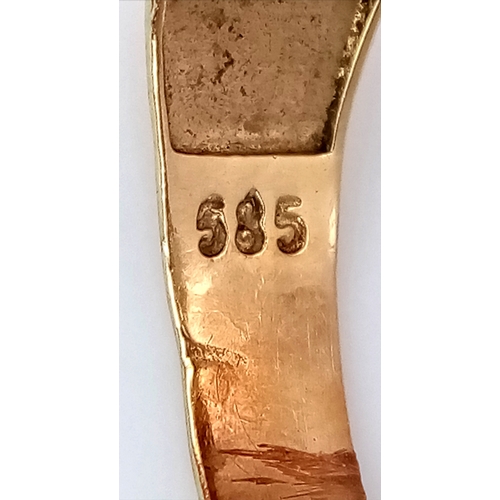 1096 - A 14K Yellow Gold Fancy Blue Topaz Signet Ring. Size R. 7.15g total weight.