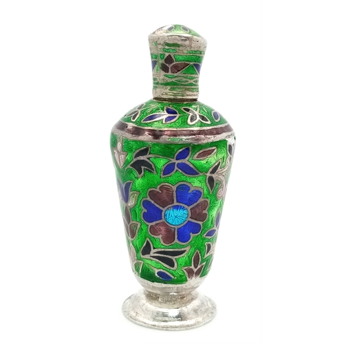 1091 - A lovely vintage silver Cloisonné  floral motif enamelled trinket box. Total weight 28.4G. Height 6.... 