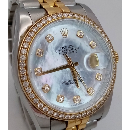 68 - A Rolex Bi-Metal Diamond Datejust Gents Watch. Model 116243. Gold and stainless steel bracelet and C... 