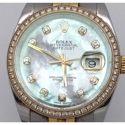 68 - A Rolex Bi-Metal Diamond Datejust Gents Watch. Model 116243. Gold and stainless steel bracelet and C... 