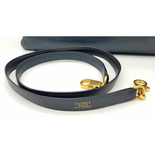 13 - A Hermès Midnight Blue Leather Kelly Top Handle Bag. Midnight Blue leather exterior with gold-toned ... 